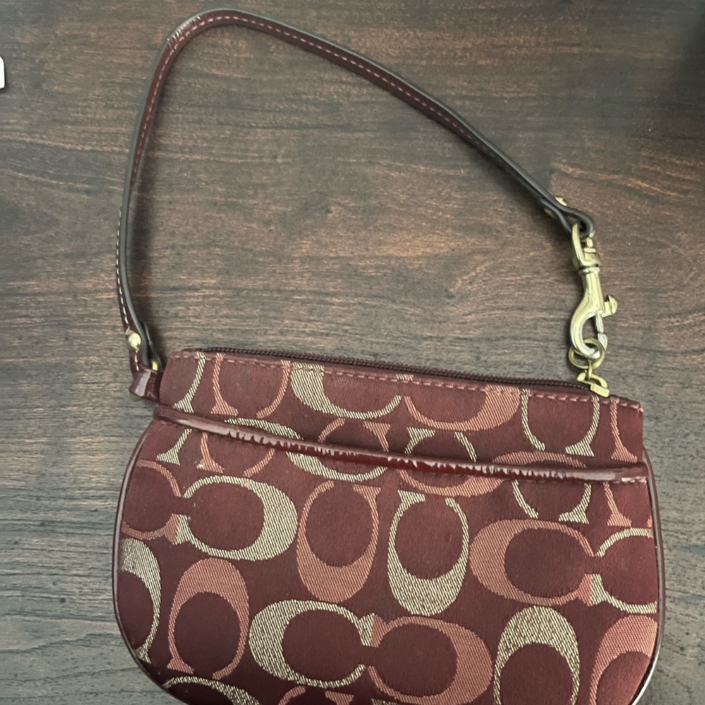 Coach Burgundy Signature Clutch Wristlet